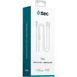 Кабель USB Type-C - USB Type-C/Lightning, 1.2м, ttec 2DK64B White