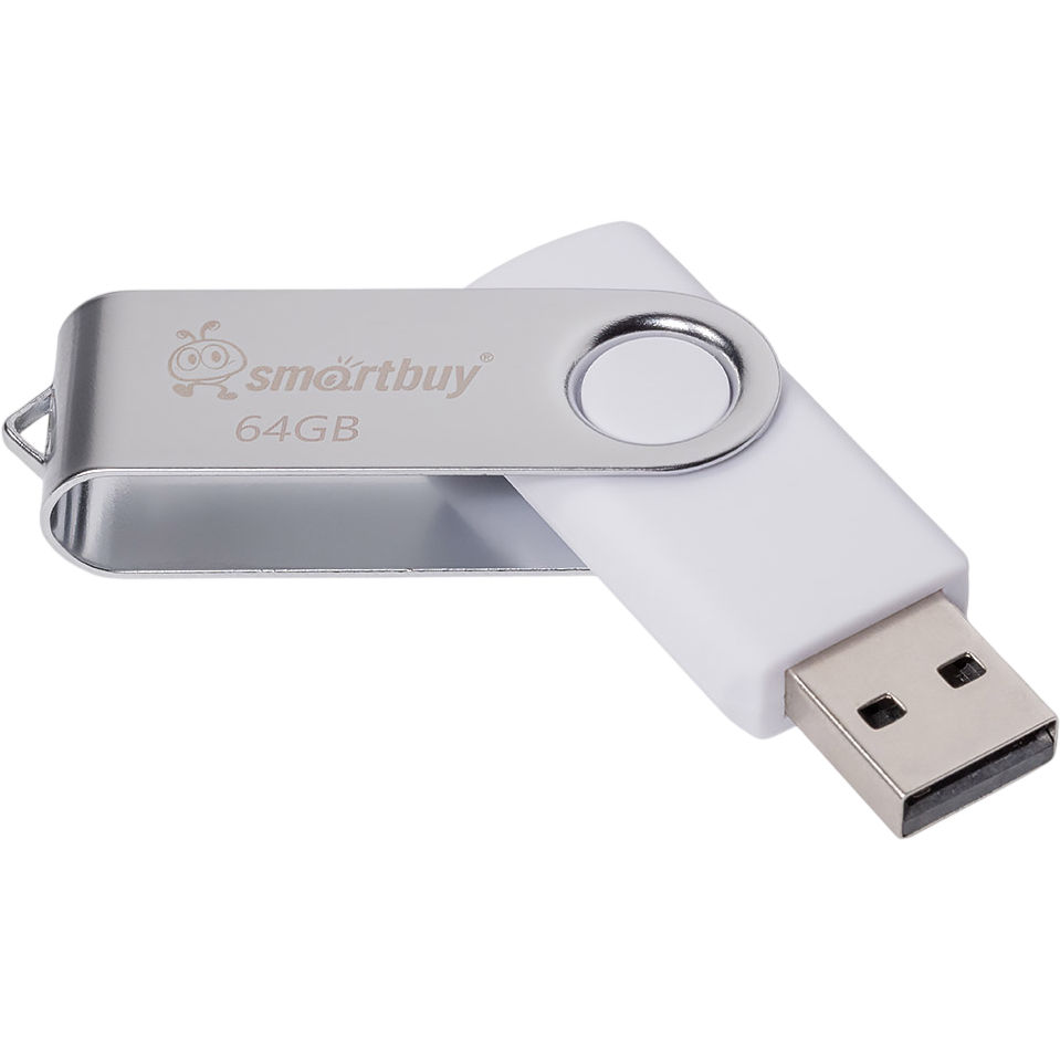 USB Flash накопитель 64GB SmartBuy Twist White/Silver (SB064GB2TWW)