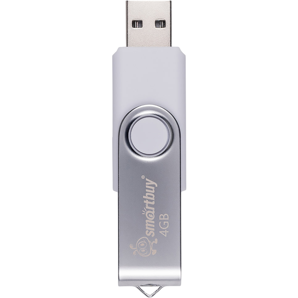 USB Flash накопитель 4GB SmartBuy Twist White/Silver (SB004GB2TWW) - фото 2