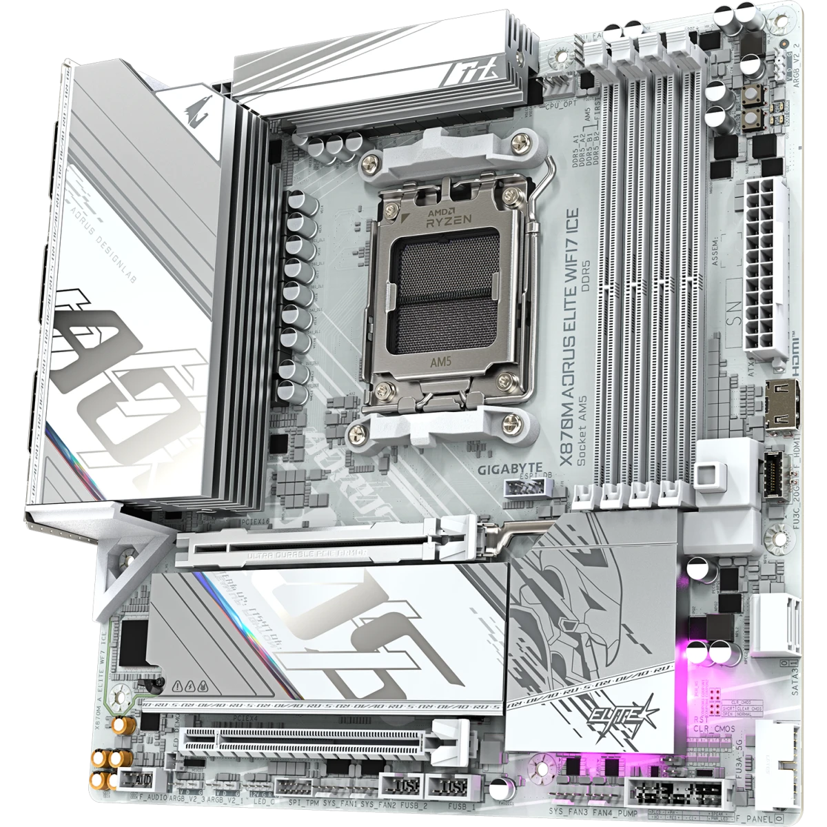 Материнская плата Gigabyte X870M AORUS ELITE WIFI7 ICE - фото 2