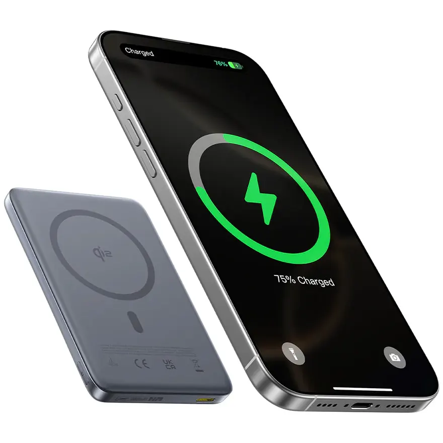 Внешний аккумулятор Baseus PicoGo Ultra-Slim Qi2 10000mAh 27W Space Grey - E0027200 - фото 3