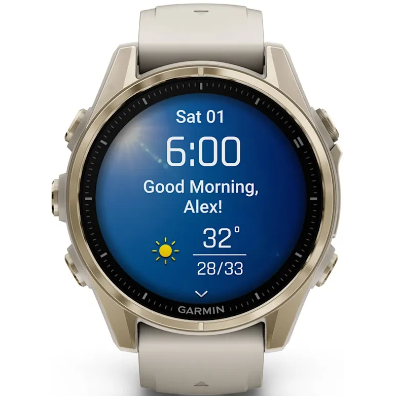 Умные часы Garmin Fenix 8 43mm Soft Gold with Fog Grey/Dark Sandstone Silicone Band - 010-02903-11 - фото 7