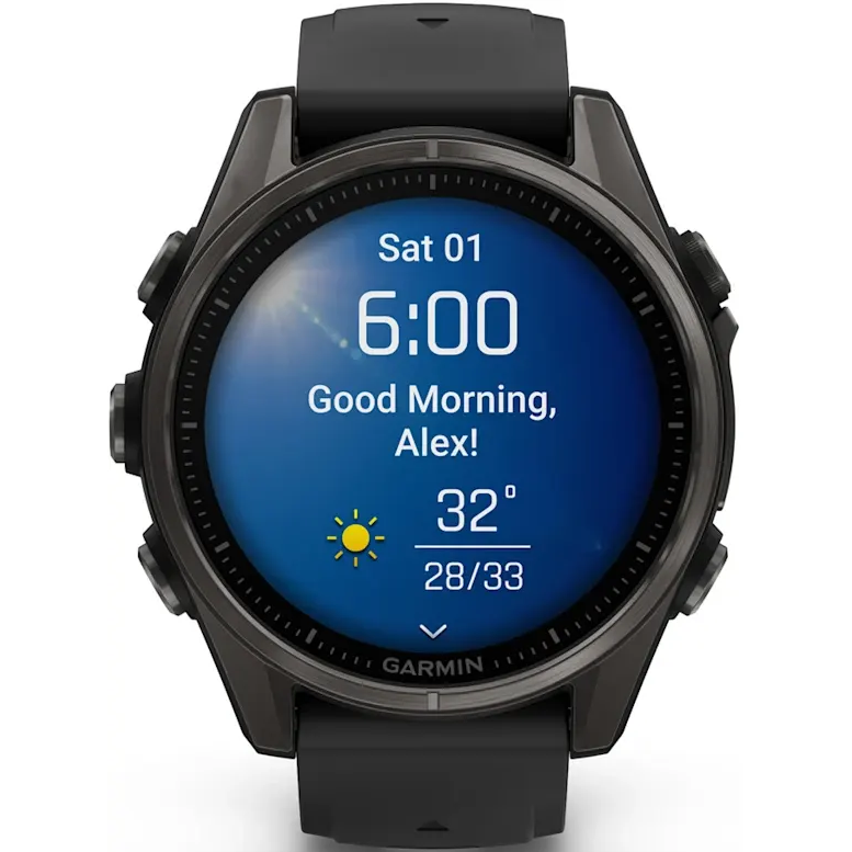 Умные часы Garmin fenix 8 43mm Carbon Grey DLC Titanium with Black/Pebble Grey Silicone Band - 010-02903-21 - фото 4