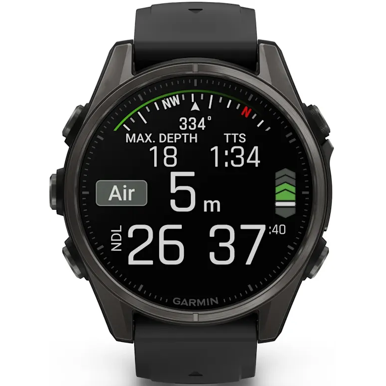 Умные часы Garmin fenix 8 43mm Carbon Grey DLC Titanium with Black/Pebble Grey Silicone Band - 010-02903-21 - фото 5