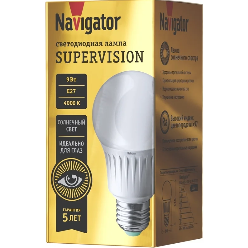Светодиодная лампочка Navigator NLL-A60-9-230-4K-E27-FR-SV (9 Вт, E27) - 80549 - фото 2