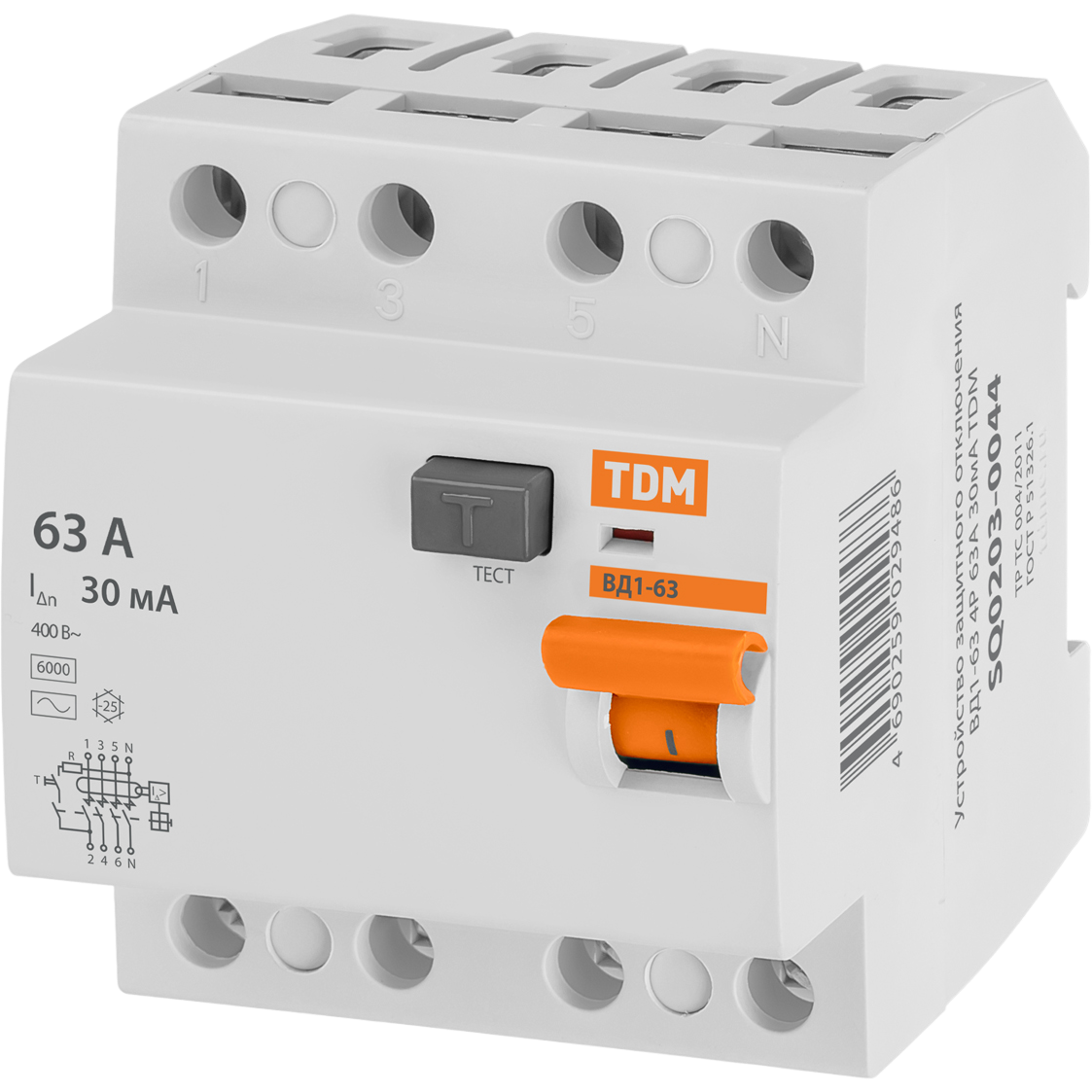 Выключатель дифференциального тока (УЗО) TDM ELECTRIC SQ0203-0044