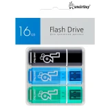 USB Flash накопитель 16GB SmartBuy Glossy Black/Blue/Green (3 шт.) (SB016GB2GSKBGSET)