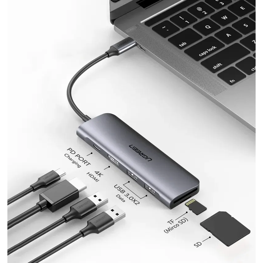 Док-станция UGREEN 6-in-1 USB-C Hub Gray (CM195) - 70411 - фото 2