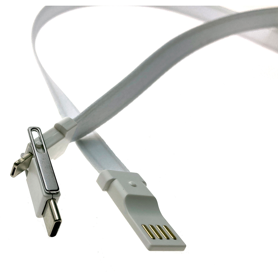 Кабель USB - microUSB/USB Type-C/Lightning, 0.9м, Espada Elyard3i1 White - фото 3