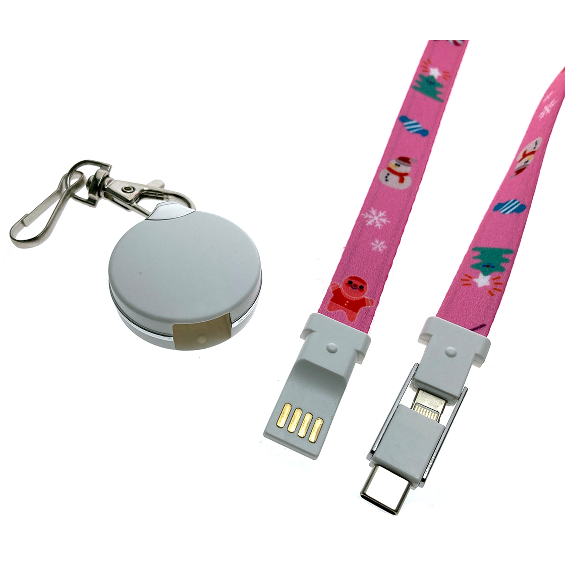 Кабель USB - microUSB/USB Type-C/Lightning, 0.9м, Espada Elyard3i1 Pink