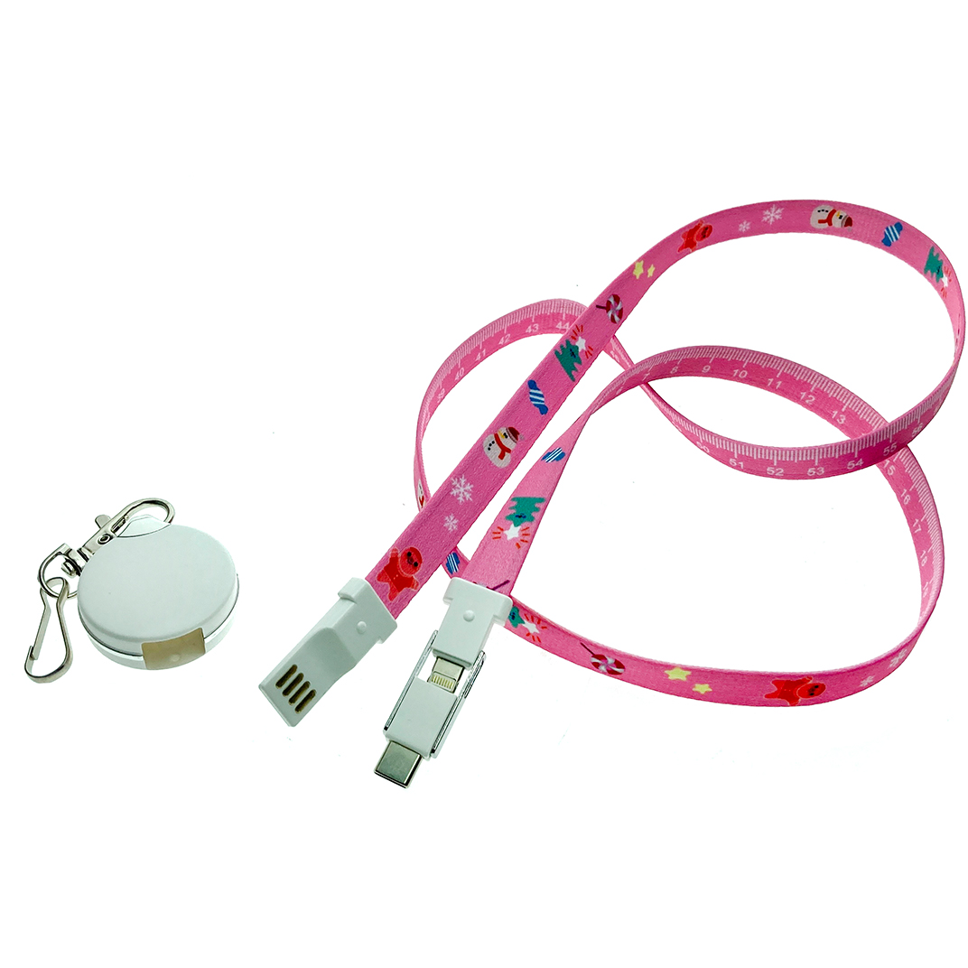 Кабель USB - microUSB/USB Type-C/Lightning, 0.9м, Espada Elyard3i1 Pink - фото 2