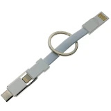 Переходник USB - microUSB/USB Type-C/Lightning, Espada Emagn3i1 White
