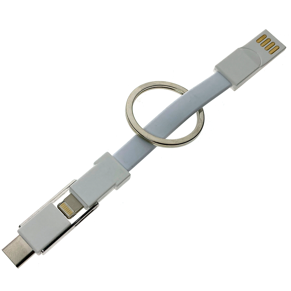 Переходник USB - microUSB/USB Type-C/Lightning, Espada Emagn3i1 White - фото 2