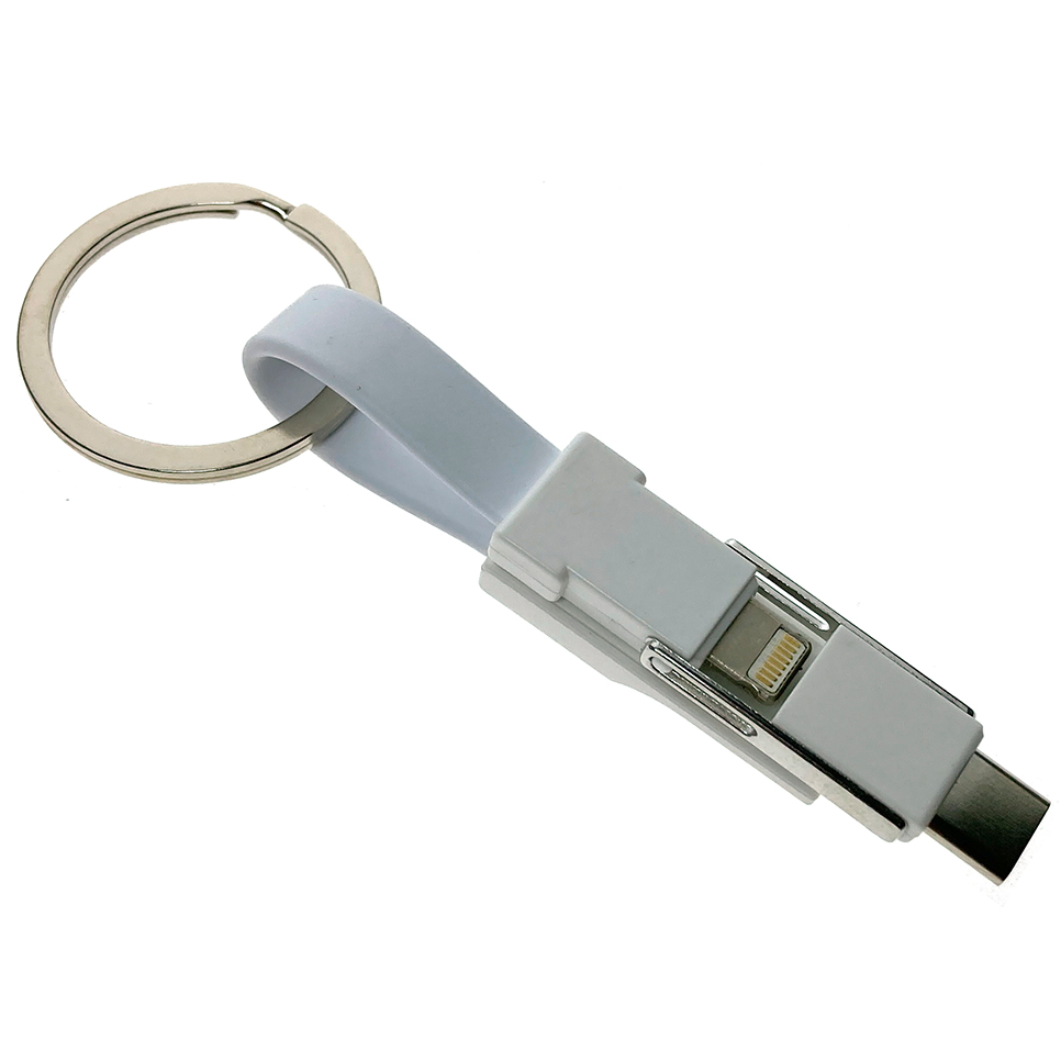 Переходник USB - microUSB/USB Type-C/Lightning, Espada Emagn3i1 White - фото 3