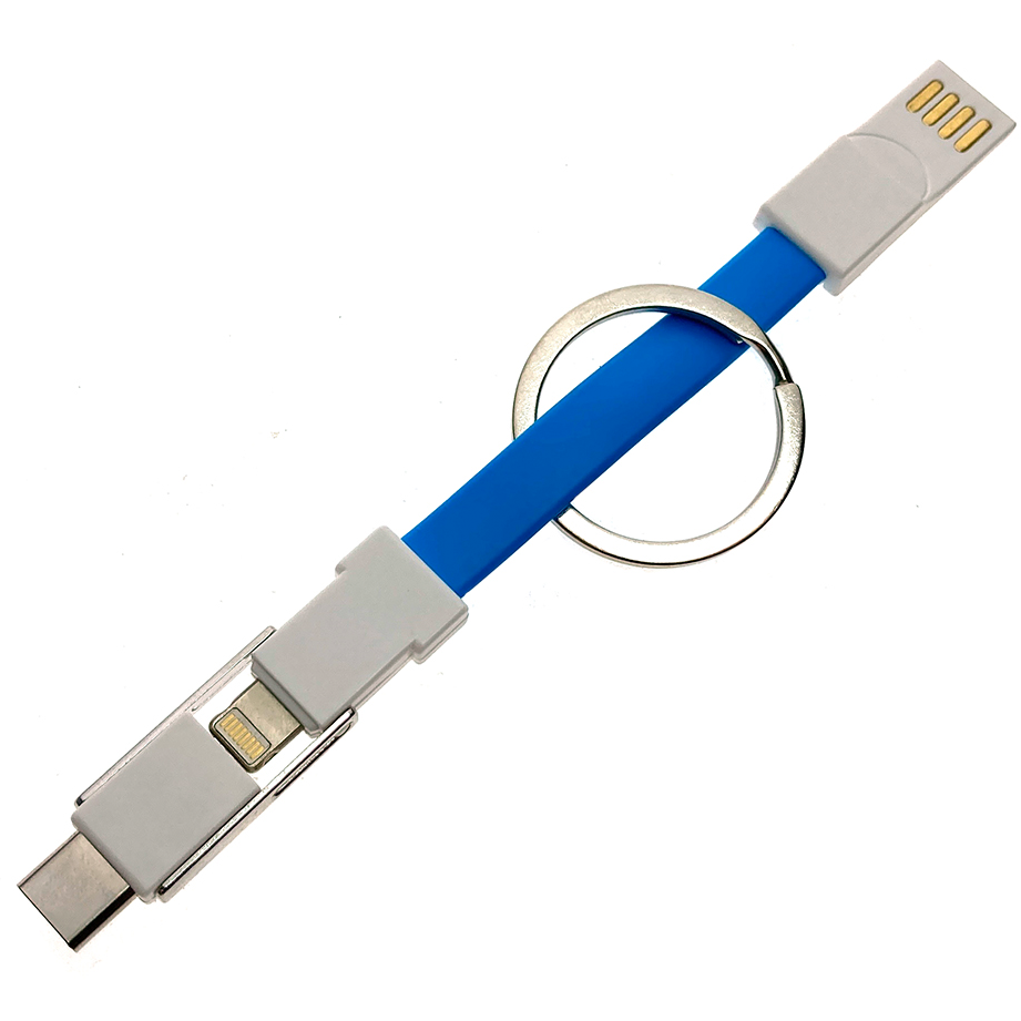 Переходник USB - microUSB/USB Type-C/Lightning, Espada Emagn3i1 Blue - фото 2