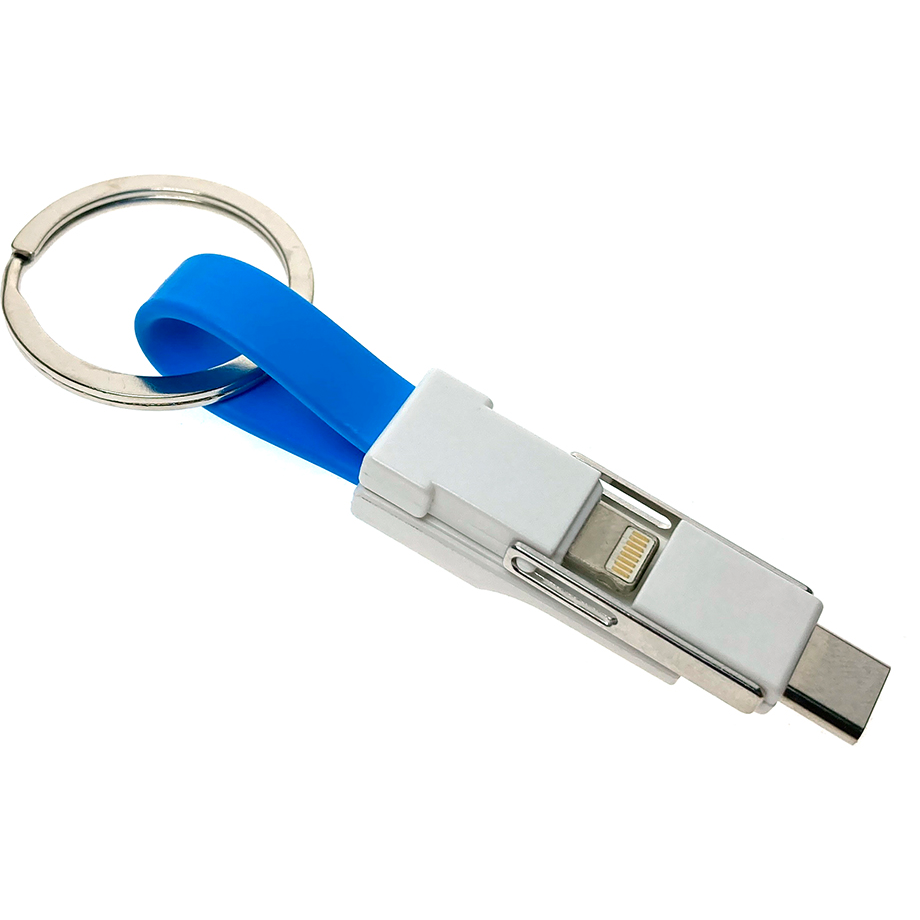 Переходник USB - microUSB/USB Type-C/Lightning, Espada Emagn3i1 Blue - фото 4