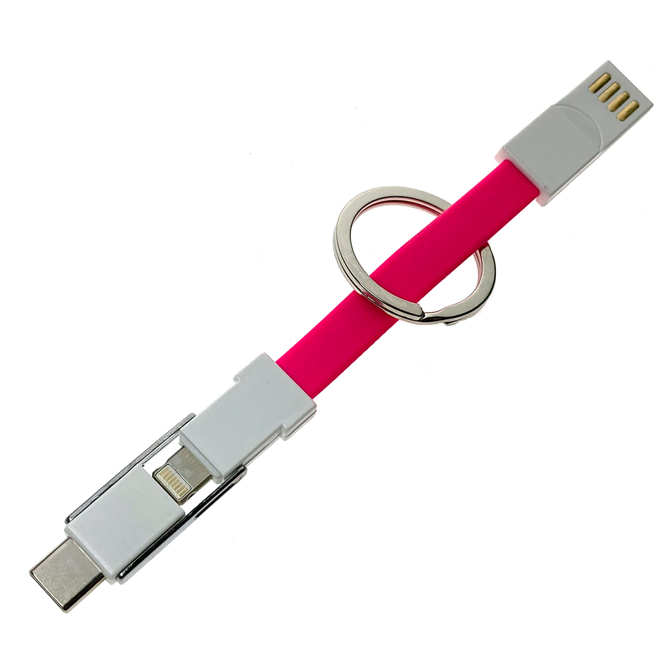 Переходник USB - microUSB/USB Type-C/Lightning, Espada Emagn3i1 Pink - фото 2