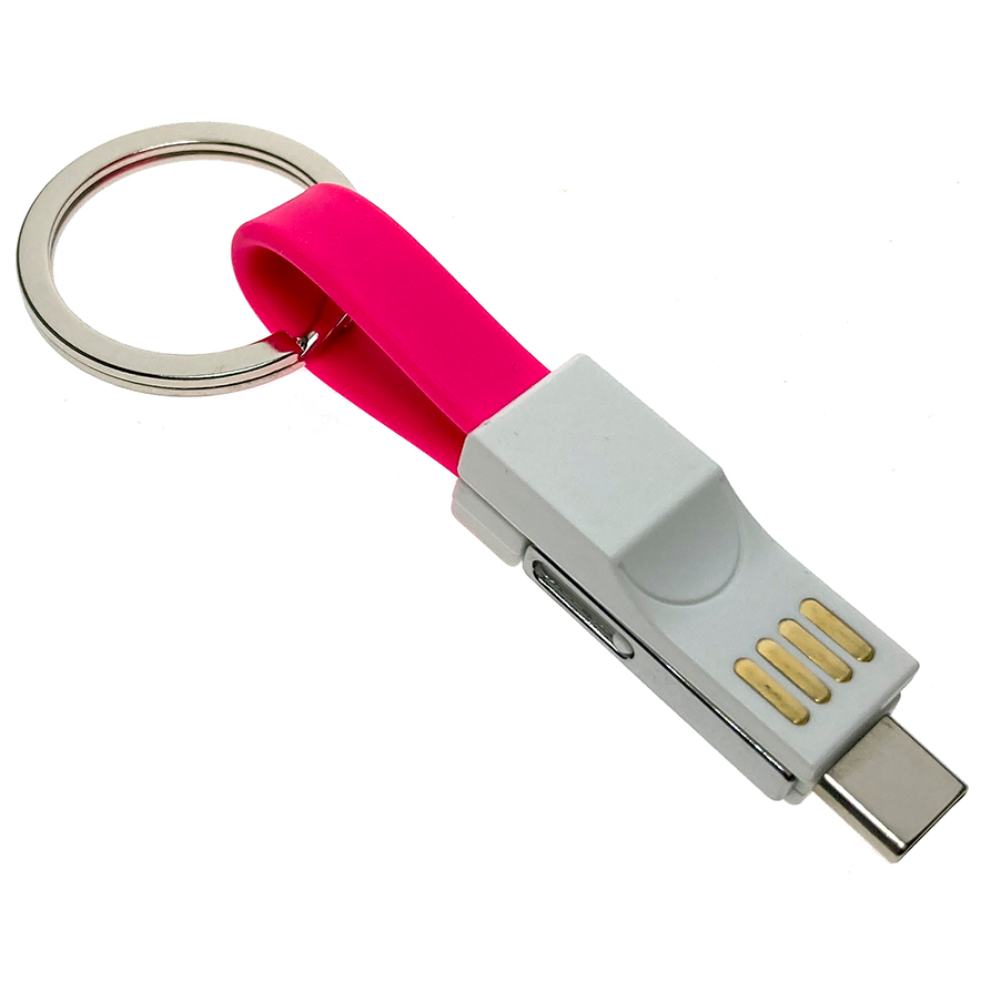 Переходник USB - microUSB/USB Type-C/Lightning, Espada Emagn3i1 Pink - фото 3