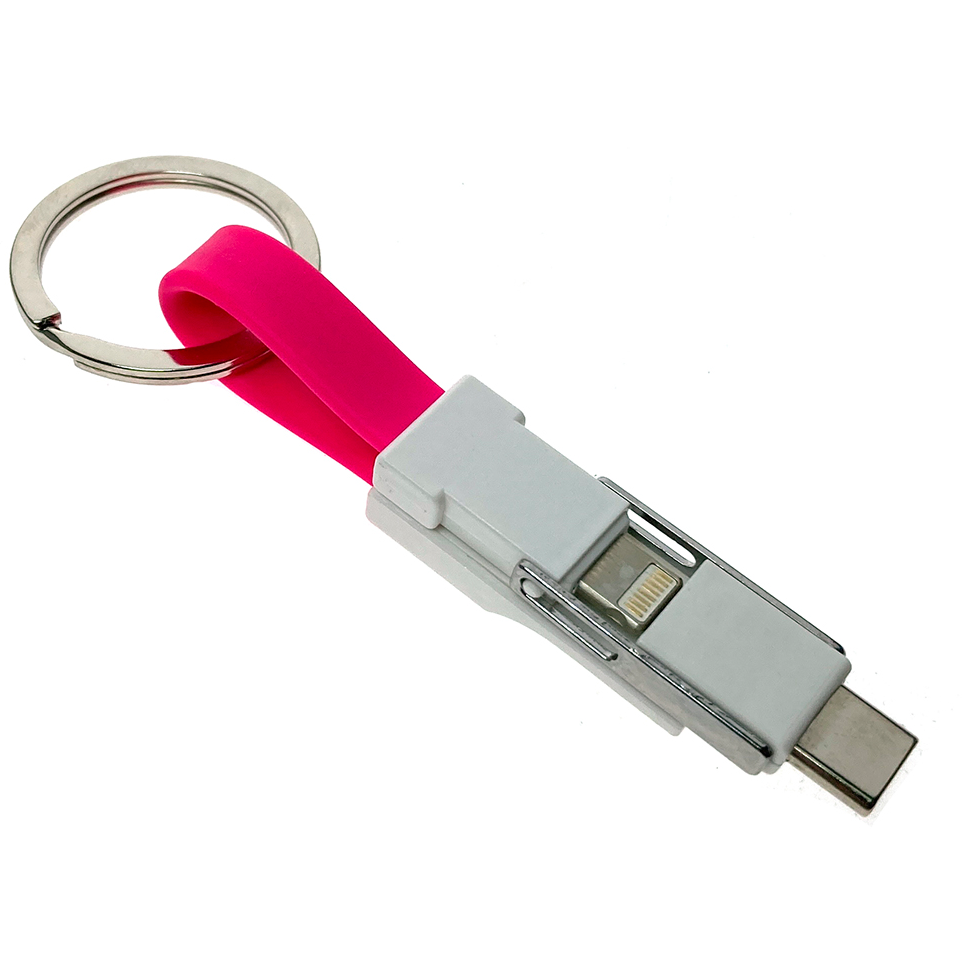 Переходник USB - microUSB/USB Type-C/Lightning, Espada Emagn3i1 Pink - фото 4