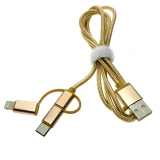Кабель USB - microUSB/USB Type-C/Lightning, 1м, Espada Eusb3in1m-m-g Gold