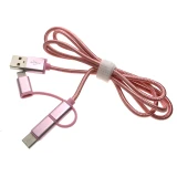 Кабель USB - microUSB/USB Type-C/Lightning, 1м, Espada Eusb3in1m-m-p Pink