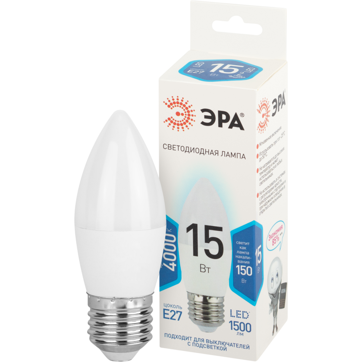 Светодиодная лампочка ЭРА STD LED B35-15W-840-E27 (15 Вт, E27) - Б0066818 - фото 2