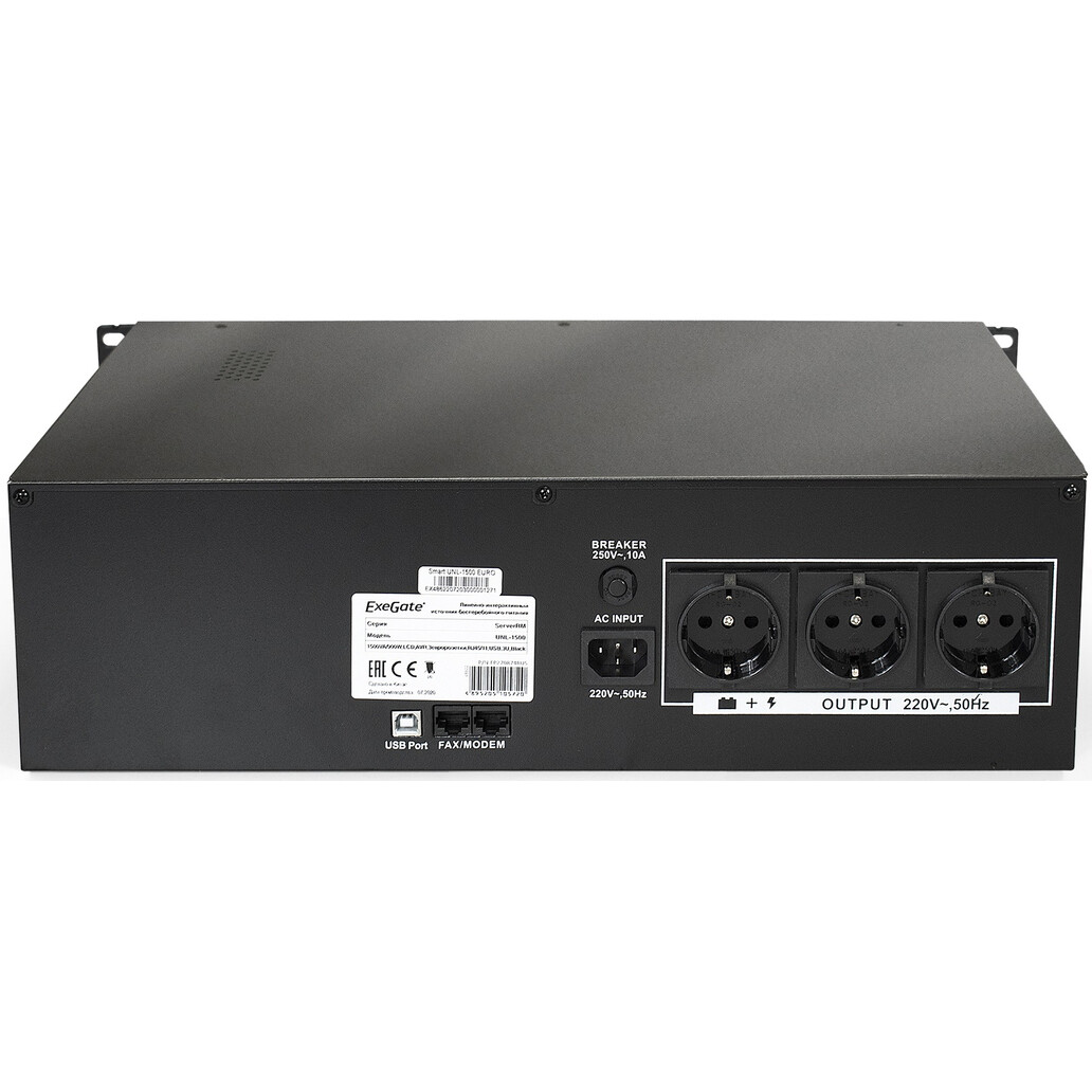 ИБП ExeGate ServerRM UNL-1500.LCD.AVR.EURO.RJ.USB.3U - EP270874RUS - фото 2