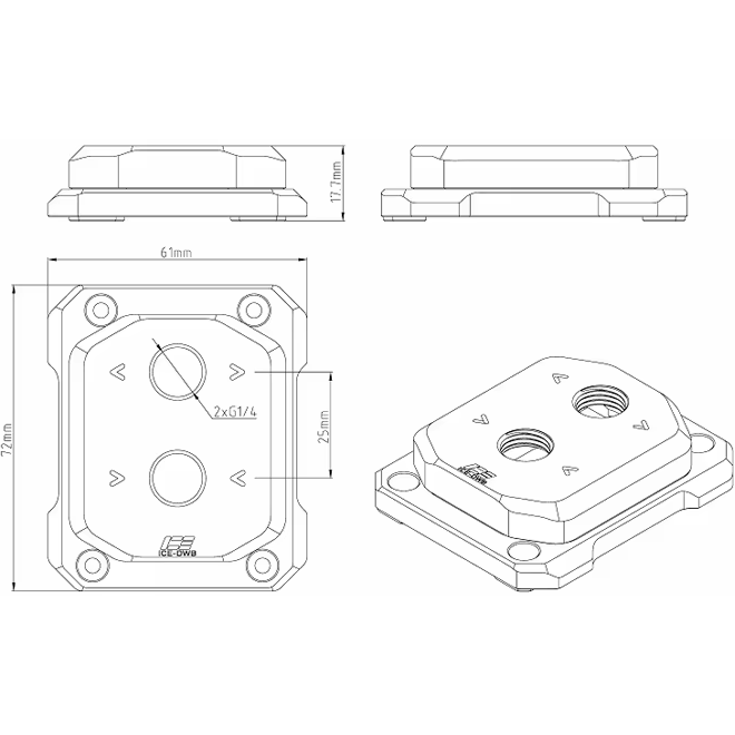 Водоблок для процессора IceManCooler DWB CPU AM5 Die water block Full Nickel, 0.1mm channel (IWB-CA-DB) - фото 4