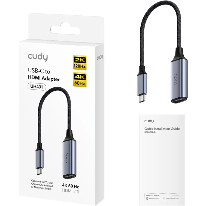 Переходник USB Type-C - HDMI, 0.15м, Cudy UH401 - фото 2