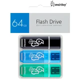 USB Flash накопитель 64GB SmartBuy Glossy Black/Blue/Green (3 шт.) (SB064GB2GSKBGSET)