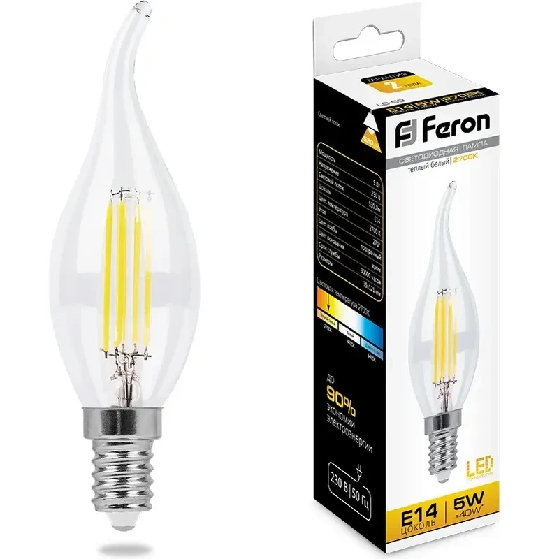Филаментная лампочка Feron LB-59 2700K (5 Вт, E14) - 25575
