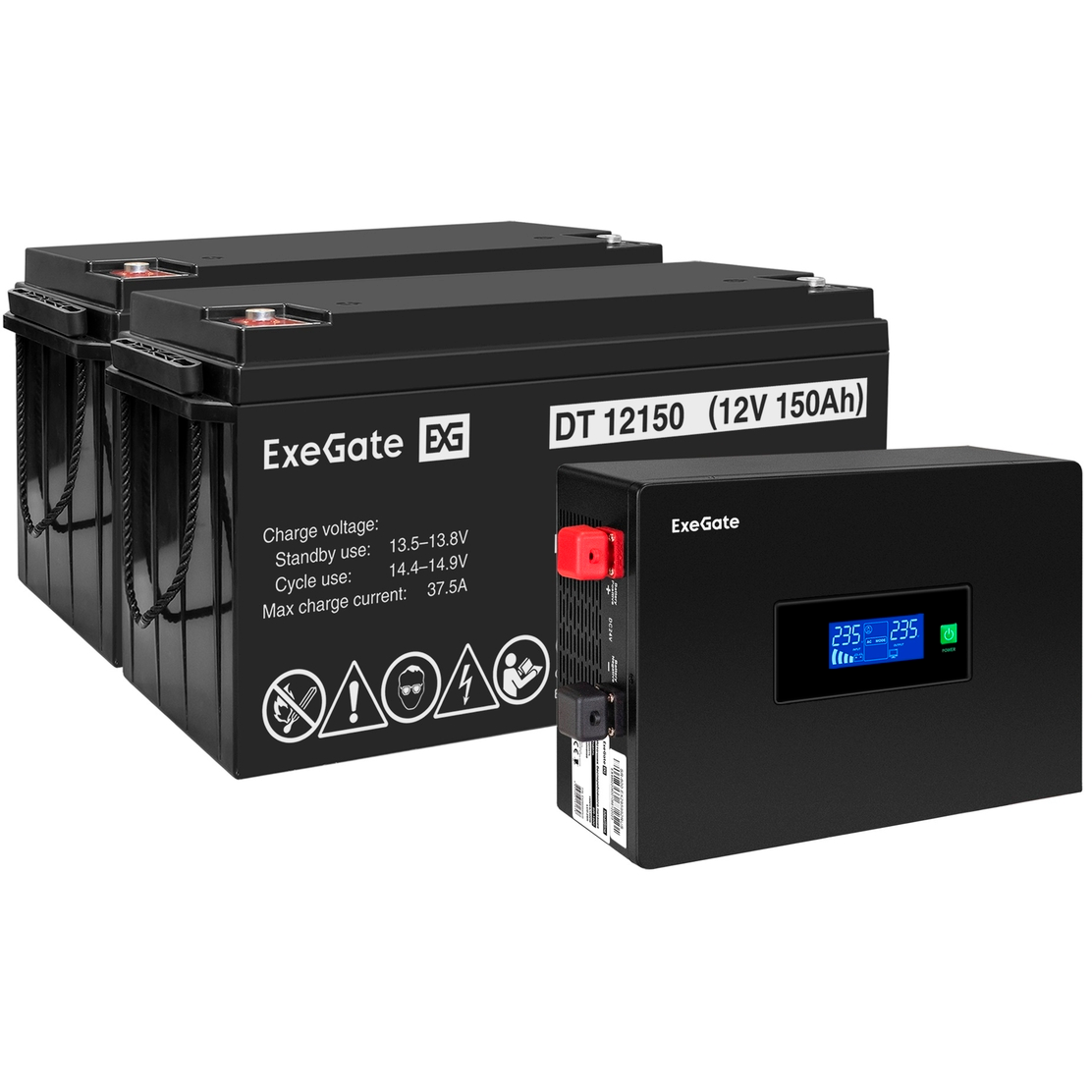 ИБП ExeGate IdealSine SR-1500.LCD.2SH + 2xDT 12150 (150Ач) - EX297446RUS