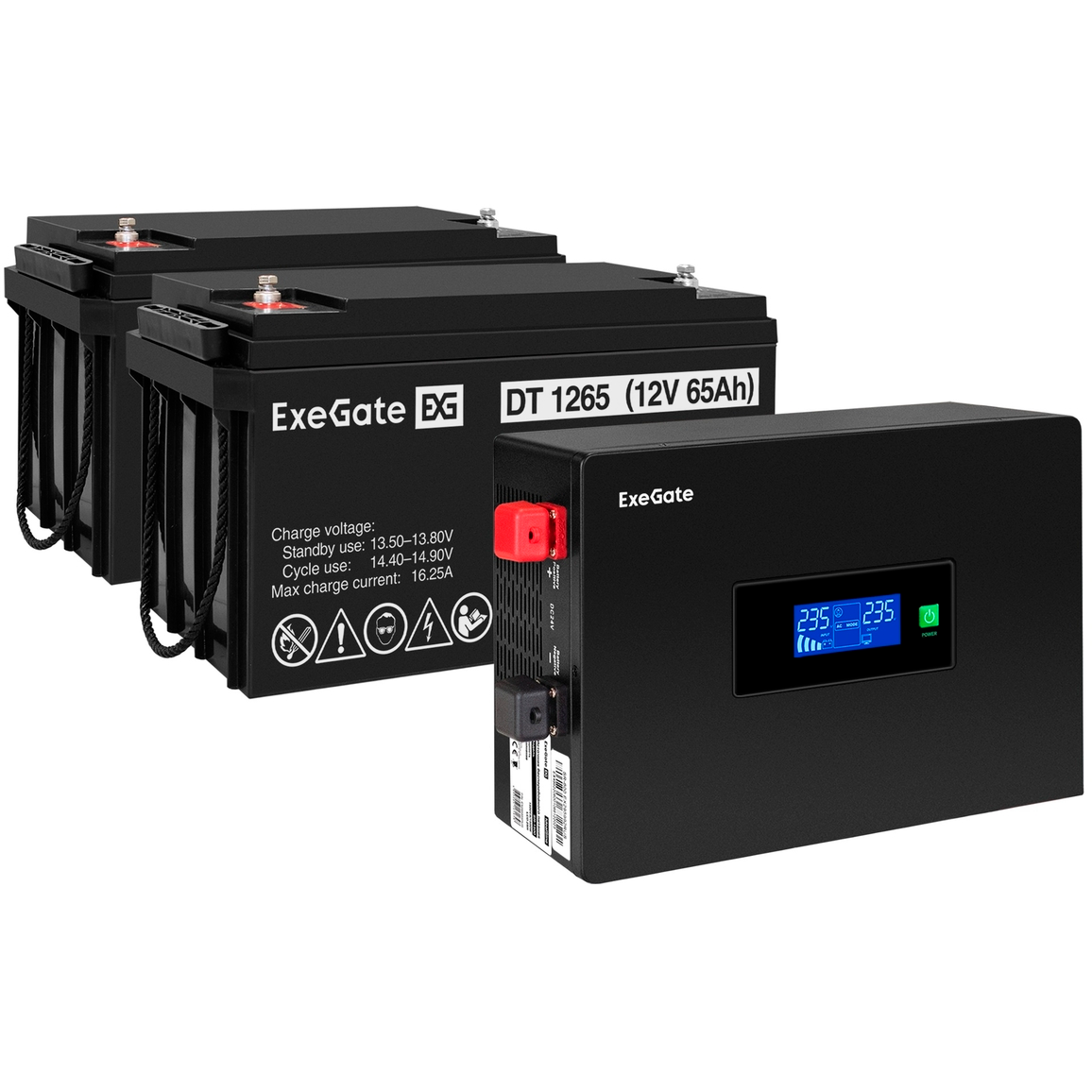 ИБП ExeGate IdealSine SR-1500.LCD.2SH + 2xDT 1265 (65Ач) - EX297435RUS
