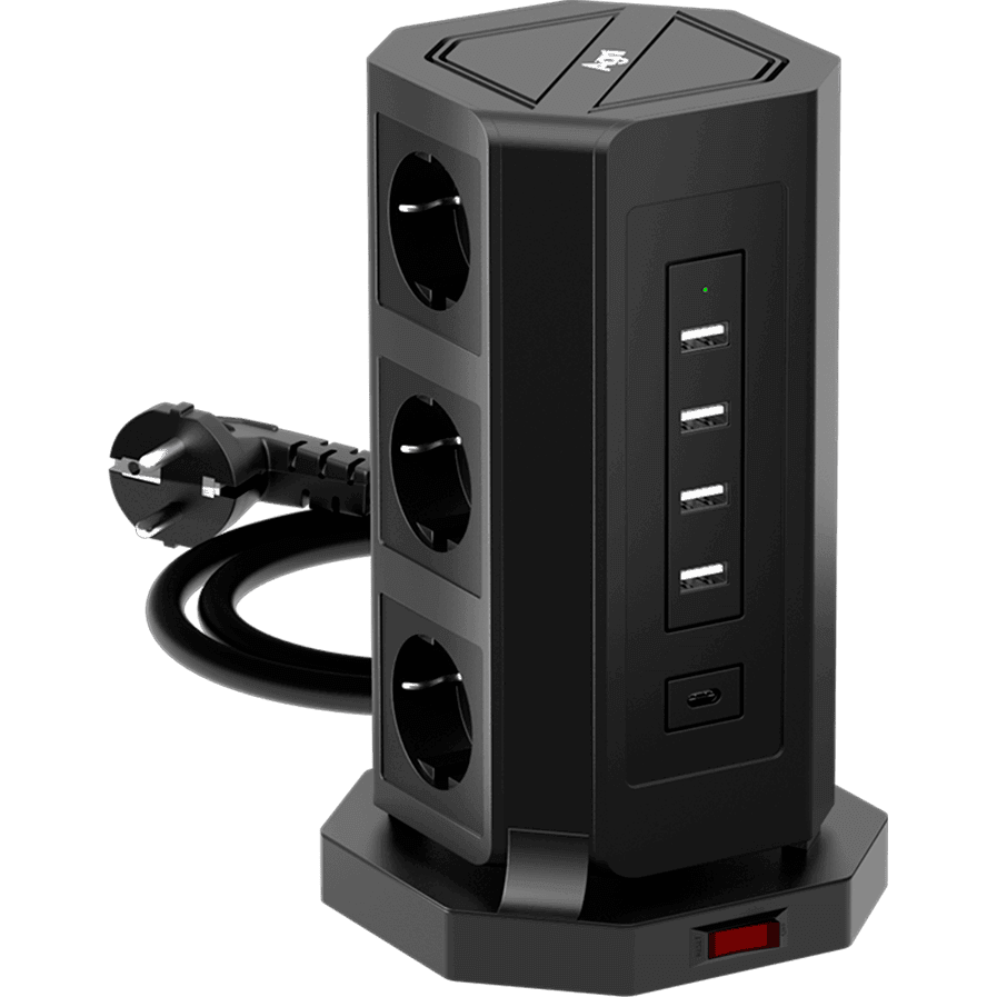 Сетевой фильтр AGNI TP-VD5U9E-C-3m-Black
