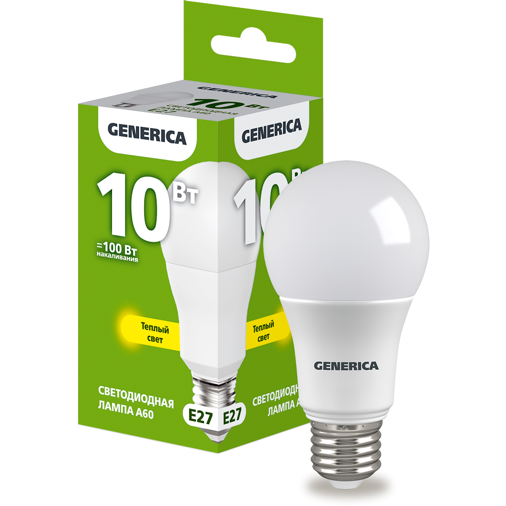 Светодиодная лампочка GENERICA LL-A60-10-230-30-E27-G (10 Вт, E27) - фото 2