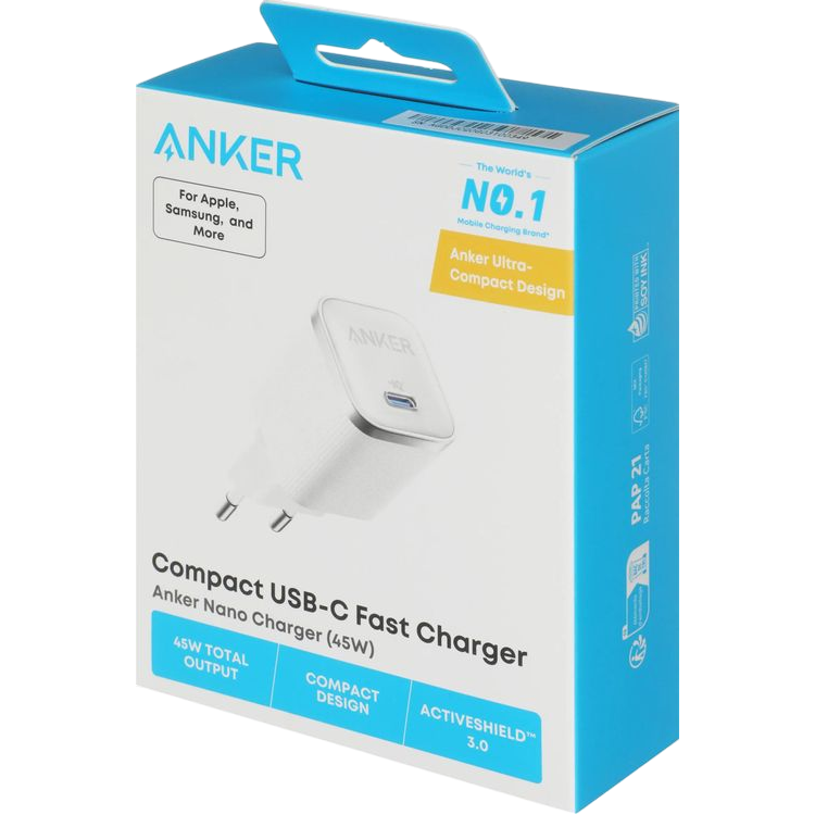 Сетевое зарядное устройство Anker Nano Charger 45W White - A2692L21 - фото 8