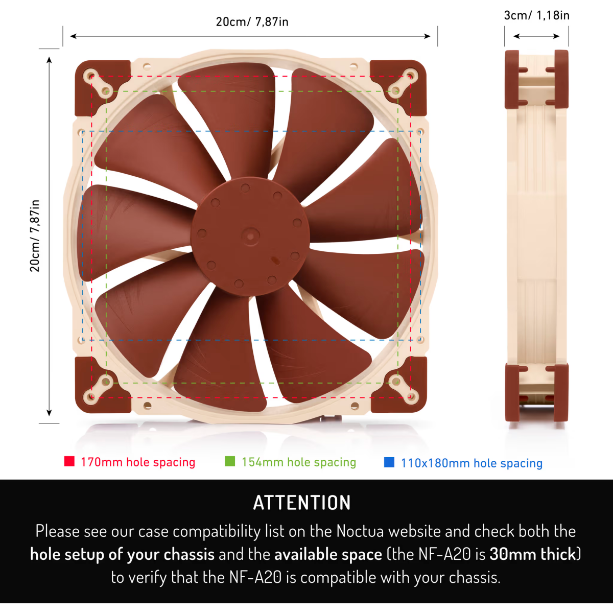 Вентилятор для корпуса Noctua NF-A20 PWM - NF-A20-PWM - фото 4