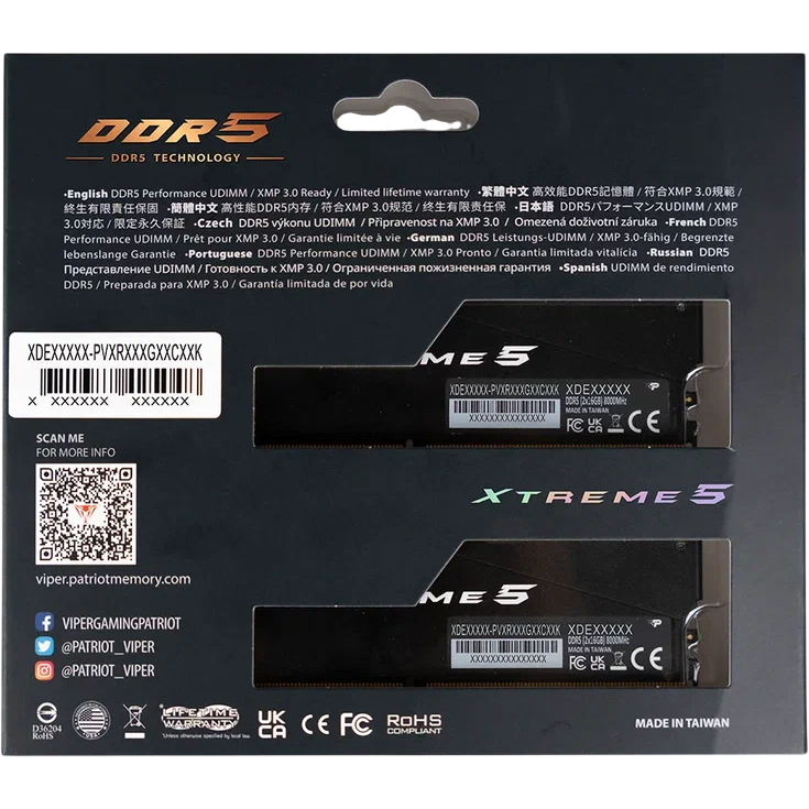 Оперативная память 32GB DDR5 6400MHz Patriot Viper Xtreme 5 RGB (PVXR532G64C32K) (2x16GB KIT) - фото 8