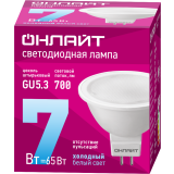 Светодиодная лампочка ОНЛАЙТ OLL-MR16-7-230-6.5K-GU5.3 (7 Вт, GU5.3) (61134)