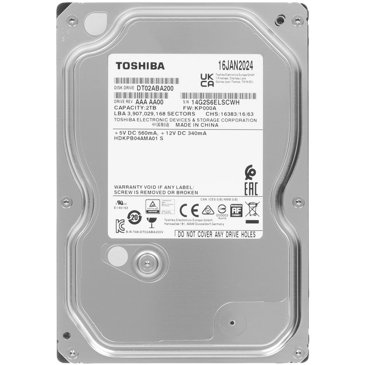 Жёсткий диск 2TB SATA-III Toshiba DT02 (DT02ABA200)