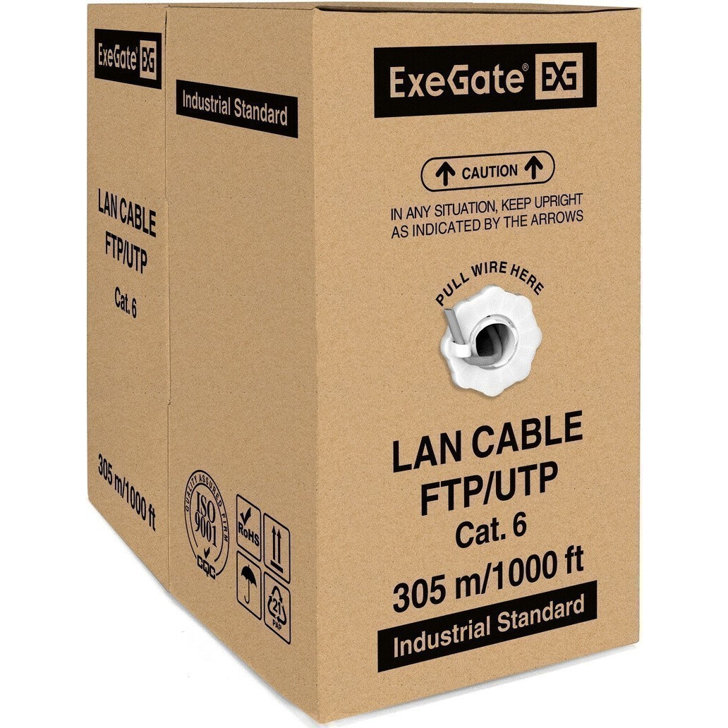 Бухта ExeGate FUTP4-C6-CCA-S23-IN-PVC-GY-305, 305м - EX300619RUS
