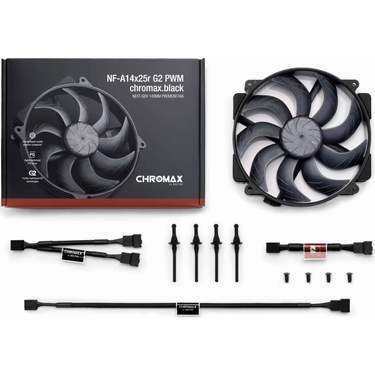 Вентилятор для корпуса Noctua NF-A14x25r G2 PWM chromax.black - фото 8