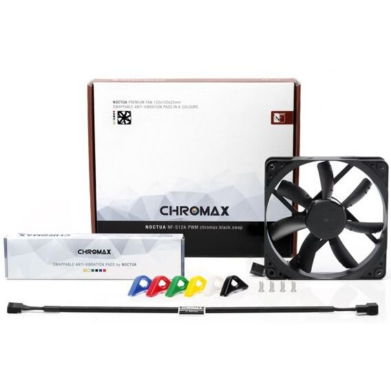 Вентилятор для корпуса Noctua NF-S12A PWM Chromax - NF-S12A-PWM-CH.BK.S - фото 3