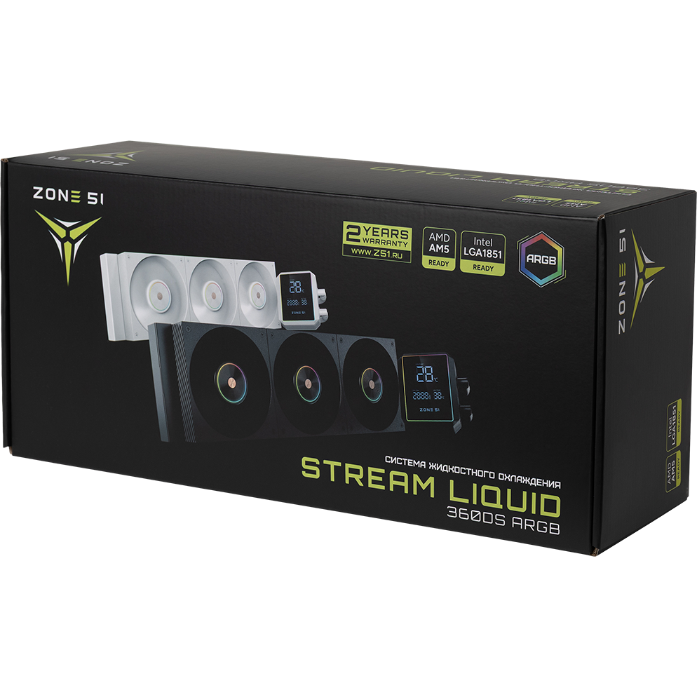 Система жидкостного охлаждения ZONE 51 STREAM Liquid 360DS ARGB Black - Z51-STR-L3ABK - фото 8