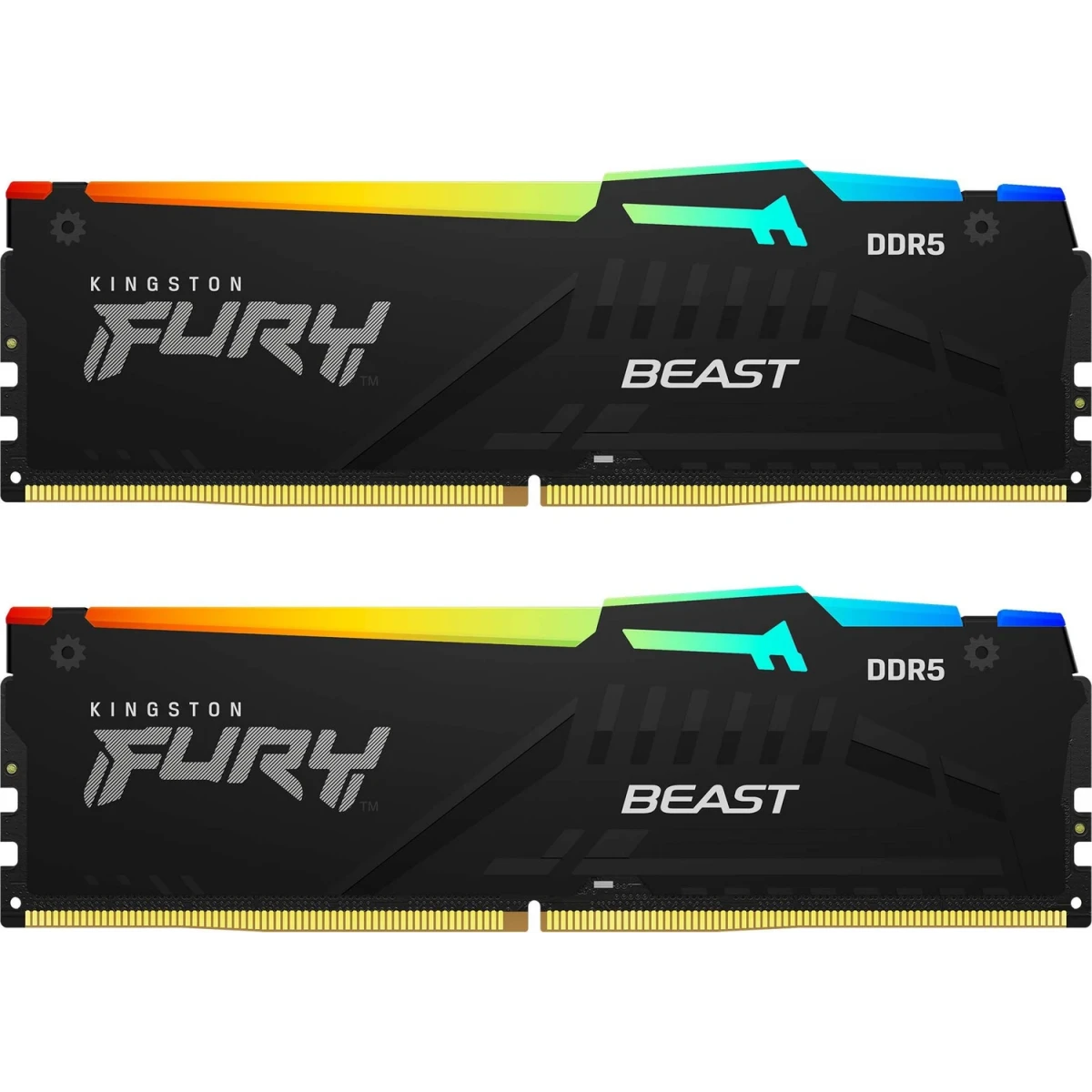 Оперативная память 32GB DDR5 5600MHz Kingston Fury Beast Black RGB (KF556C40BBAK2-32) (2x16GB KIT) - фото 2