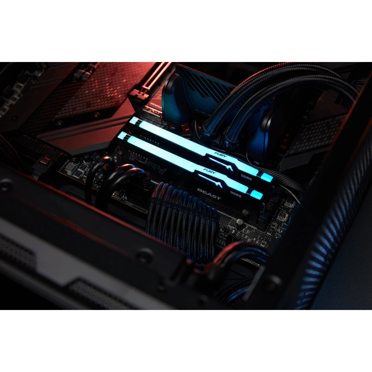 Оперативная память 32GB DDR5 5600MHz Kingston Fury Beast Black RGB (KF556C40BBAK2-32) (2x16GB KIT) - фото 5