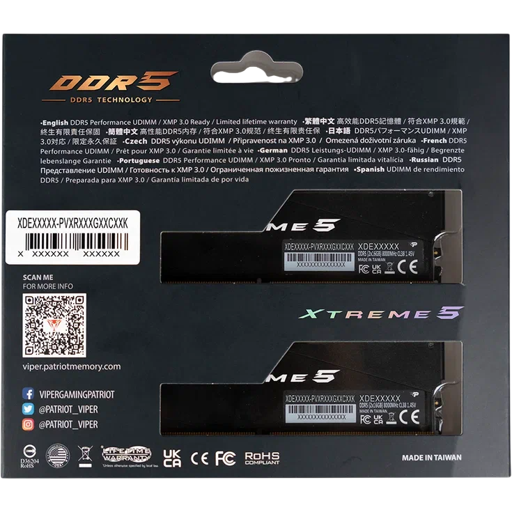 Оперативная память 32GB DDR5 6000MHz Patriot Viper Xtreme 5 RGB (PVXR532G60C30K) (2x16GB KIT) - фото 7