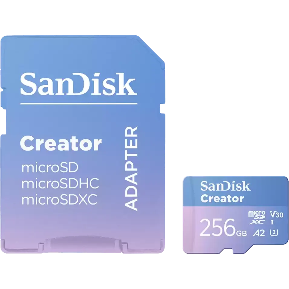 Карта памяти 256GB MicroSD SanDisk Creator + SD адаптер (SDSQXAV-256G-GN6MS)