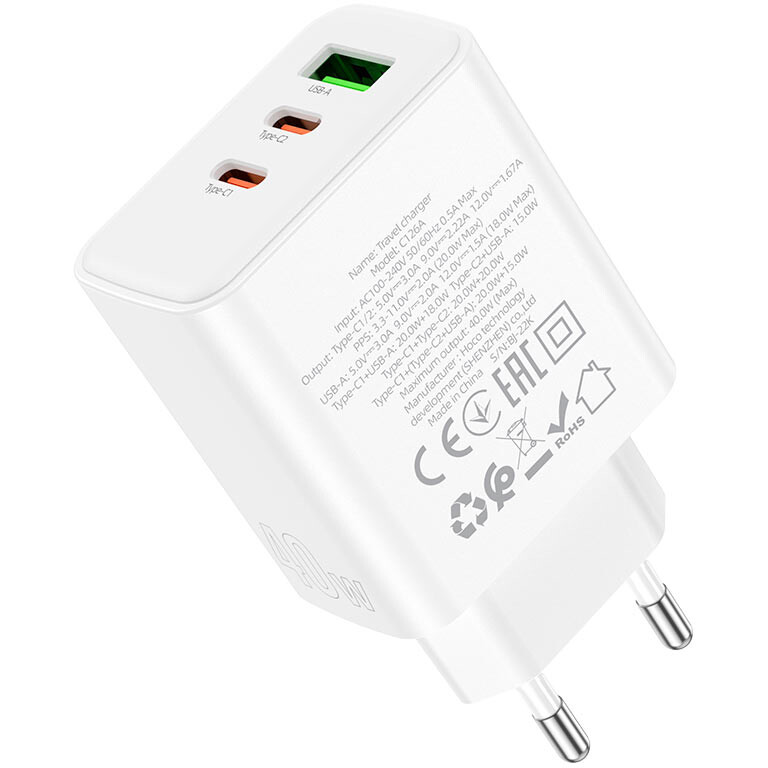 Сетевое зарядное устройство HOCO C126A Pure White - 6931474798725 - фото 5