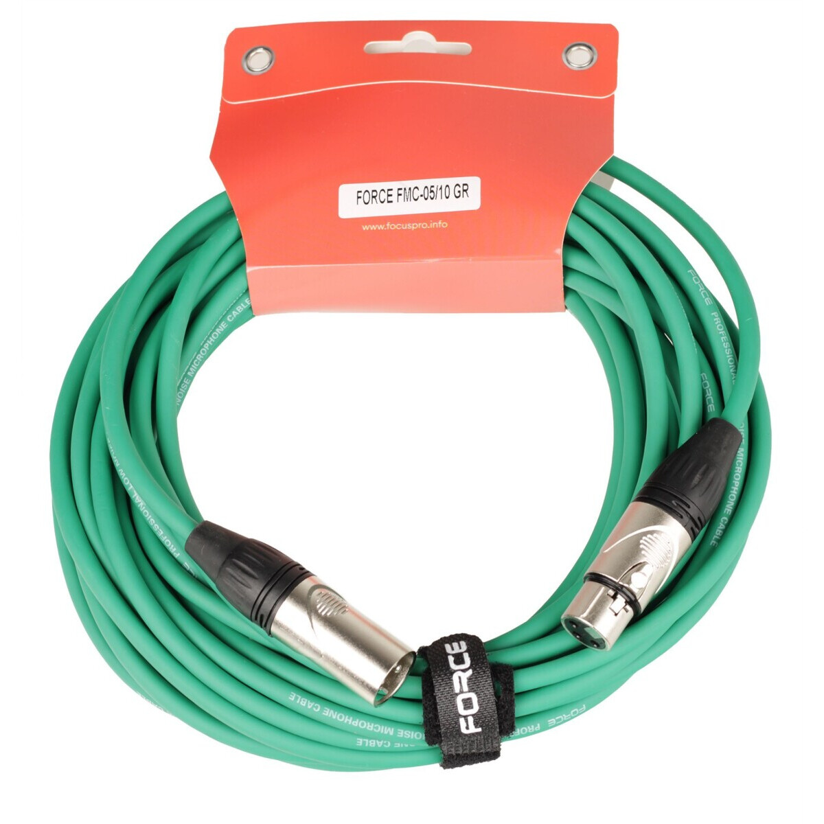 Кабель микрофонный XLR (M) - XLR (F), 10м, FORCE FMC-05 Green - FMC-05/10 GR - фото 2